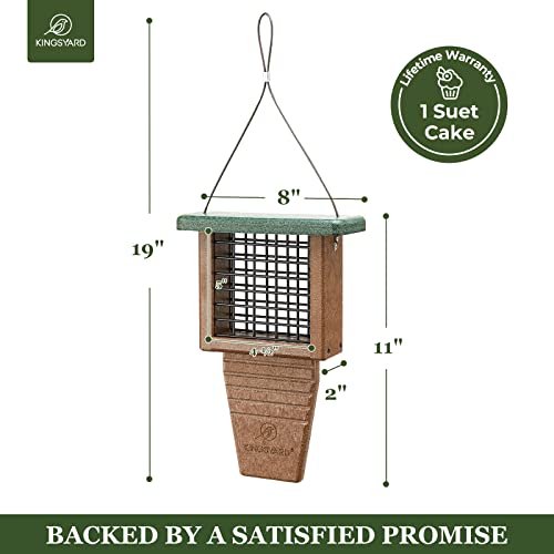 Kingsyard Recycled Plastic Suet Bird Feeder, Tail Prop Suet Feeder For Outside Hanging, Sturdy & Durable, Great For Woodpecker & Clinging Birds, Green #TOP4