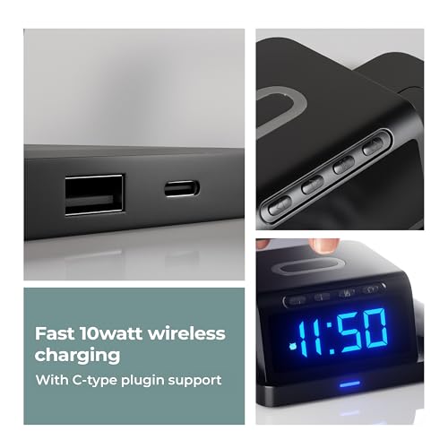 Image of Lifelong Wireless Charging Alarm Clock with Phone Stand | Fast Wireless Charger for All Compatible Smartphones|LED Digital Display with Adjustable Brightness|Dual USB Ports & Smart Nightstand Desk Use