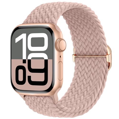Image of Braided Stretchy Band Compatible with Apple Watch 40mm 41mm 42mm 38mm 44mm 45mm 46mm 49mm Women Men, Breathable Adjustable Nylon Sport Solo Loop Strap for iWatch Series 11 10 9 8 7 6 5 4 3 SE /Ultra 2