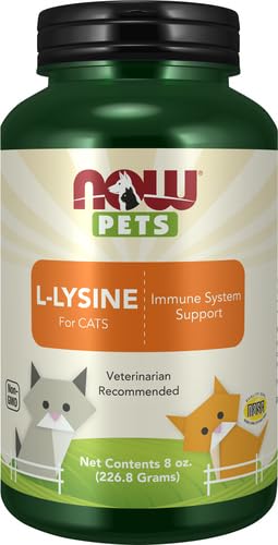 Image of Now Pet Health,L-Lysine Supplement,Powder,Formulated for Cats,NASC Certified,8-Ounce,(Pack of 2)