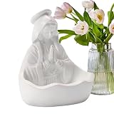 Estatua de la Virgen María con portacorona - Decoración de colección de 13,97 cm, figura de Virgen María para escritorio, para porche, mesa de comedor, estantería, iglesia, meditación, oración de Cri