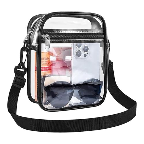 Transparent Crossbody Bag with Adjustable Shoulder Strap,Front Pocket for Concerts Sports Festivals