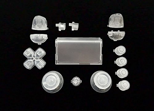 Preisvergleich Produktbild baytronic Ersatz Tasten passend für PS4 Controller (Playstation 4 Pro), weiß transparent