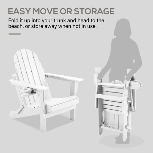 Richryce Folding Adirondack Chair Outdoor, Hdpe Poly Lumber Weather Resistant Patio Chairs, Patio Chair Lawn Chair Outdoor Adirondack Chairs For Garden, Deck, Backyard, Lawn Furniture (White) #TOP6