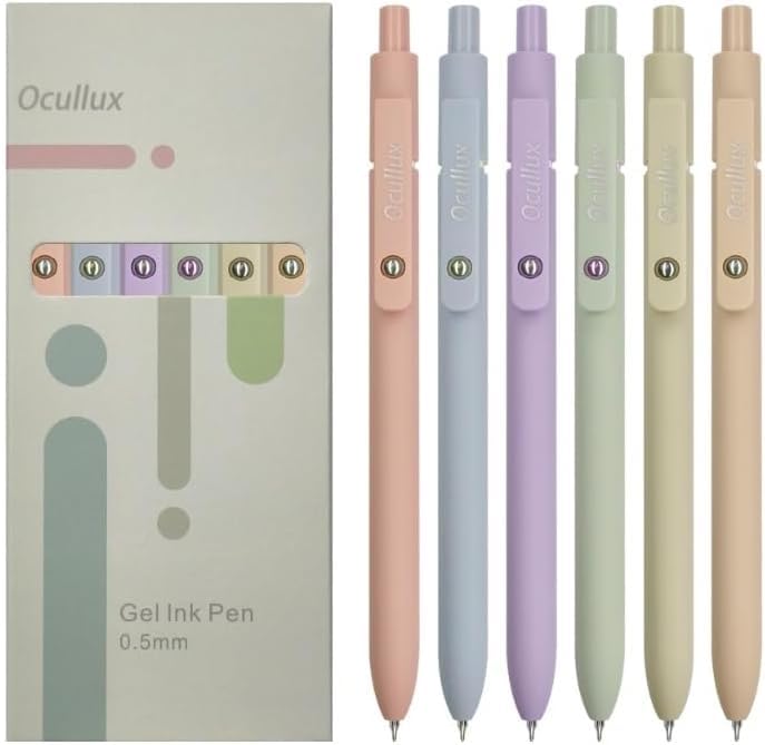Gel Pens, 6pc 0.5mm Quick-Dry Black Gel Ink Pens, Retractil miniatura 2