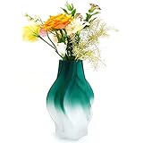 Serdic Glass Flower Vase for Decor,Modern Flower Vase for Centerpieces Dinner Table,Fresh Flower Vase for Living Room Bedroom Office,Colorful Hexagonal Glass Vase,Green Flower Glass Vase
