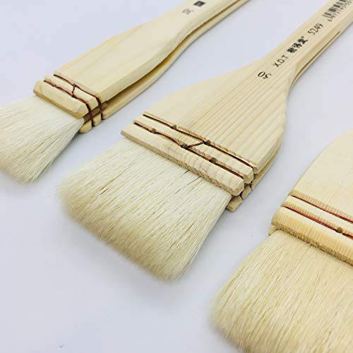 Xdt 5249 Hake Paint Brush Artist Painting Brushes Set 3 Piece 1.18In,2In,2.95In Premium Goat, Acrylic Watercolor Oil, Paint Large Area Of Water Or Color, Wetting Large Surface, Absorbing Excess Media #TOP2