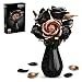 APENGBAOL Black Roses Flower Bouquet Building Set with Vase - 255 Pcs Botanical Collection with Rose Gold Accent Artificial Floral Centerpiece Gothic Home Decor Gift for Adults