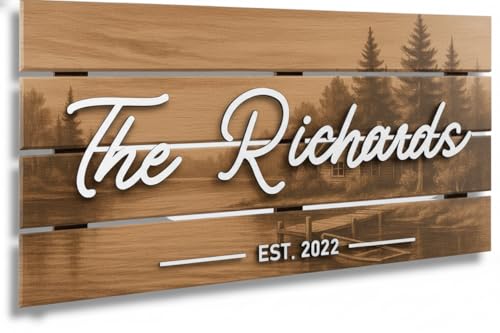 Personalized 3D Rustic Lakeside Cabin Sign - Custom Wood Last