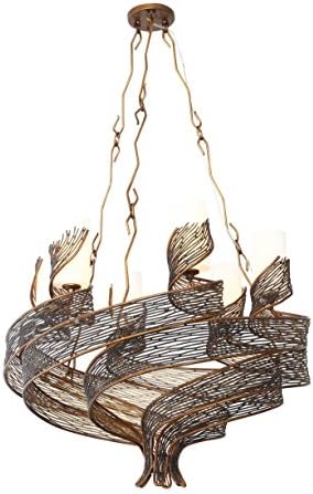 Varaluz Flow 6-Light Chandelier - Hammered Ore Finish with Gloss Opal Glass Shade