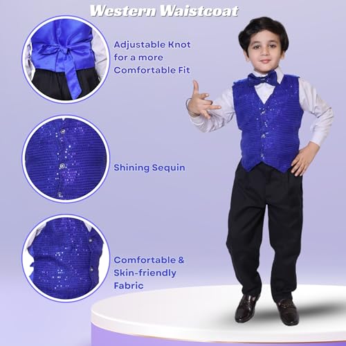 Image of Kaku Fancy Dresses Plain Waistcoat for Kids /Plain Jacket for Kids | Sequin Work Shinning Waist Coat For Annual Day Dance Competition (Only Jacket /Waistcoat - Shirt & Pant Not Included)
