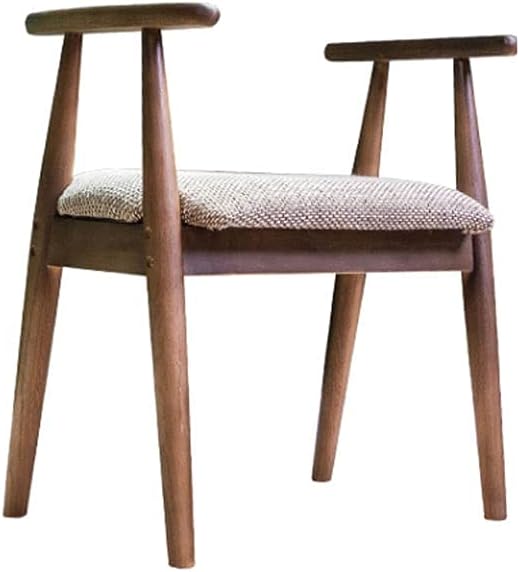 Minimalist Fashion Creative Black Walnut Color Solid Wood Shoe Changing Stool Soft Cushion Seat Stool, Entryway Stool with Armrests for Hallwaycasual/Walnut Color Style a