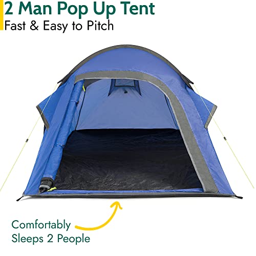 Trail 2 Person Pop Up Tent, Lightweight 2 Man Festival Camping Tent, Fast and Easy to Pitch, Single Skin with 1500mm Hydrostatic Head, Carry Bag Included (216cm x 118cm x 90cm) - Image 3
