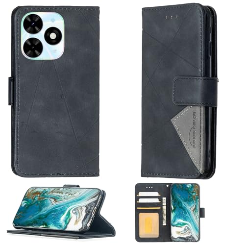 Aroepurt Case Compatible for Tecno Bg6 Phone Case Cover Flip Stand Cover PU Leather Wallet Case Black