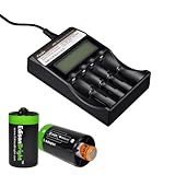 Fenix ARE-C2 four bays Li-ion/ Ni-MH advanced universal smart battery charger with Two Edisonbright AA->D battery spacer shells