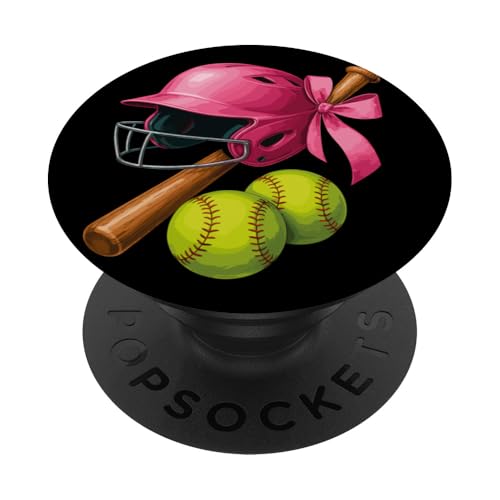 Softball Coquette Bow Funny Coquette Bow Softball Girl Women PopSockets Adhesive PopGrip