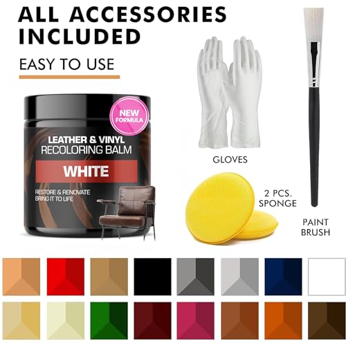 Image of White Leather Recoloring Balm, Color Restorer, Scratch Remover, Couch Paint and Repair, Leather Balm for White Couches