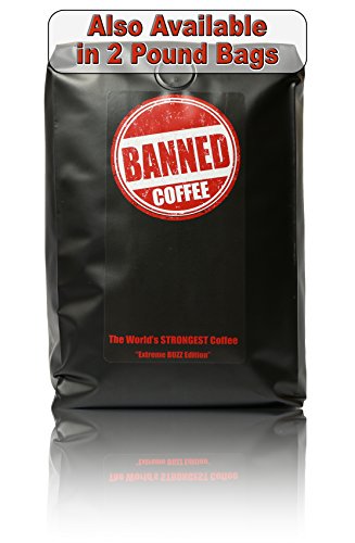 Banned Coffee Ground World's Strongest Coffee - Our Best Super Strong Medium Dark Roast (Ground, 1 lb)