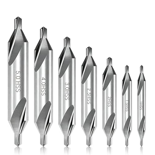 Lot de 7 M2 Forets à Centrer HSS Double Extrémité, Fraise Métal Haute Précision pour Tour à Métaux et Perceuse Colonne Outils de Perçage Professionnel Acier Aluminium Bois(1.0/1.5/2.0/2.5/3.0/5.0mm)