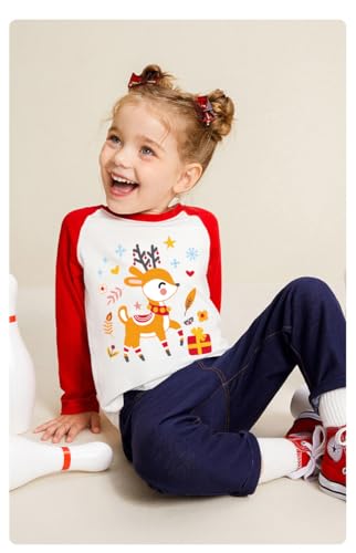 Image of Tkria Boys Girls Christmas Shirts for Kids Deer Monster Truck Excavator T-Shirt Long Sleeve Sweatshirt Toddler Tee Top 2-10T