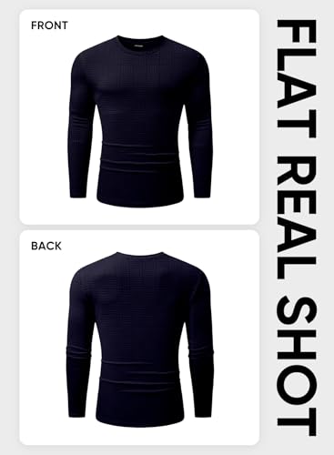 Image of JMIERR Mens T-Shirt Casual Stretch Solid Crewneck Short Sleeve Tees Textured Shirts