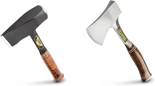 ESTWING Especial Edition Fireside Friend Hacha  Maul de madera dividida de 14 pulgadas con construcción de acero forjado y agarre de cuero genuino