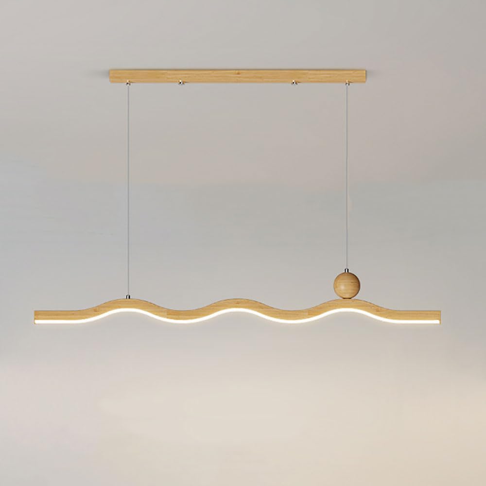 Lustre LED moderne anti-éblouissement en bois de rondin linéaire 20W