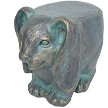 Decorative Outdoor Garden Stool, Rabbit Animal Lightweight Concrete, Distressed Patina Finish, No Assembly Required