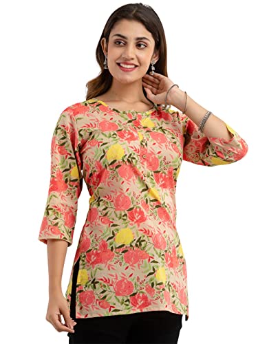 Image of feranoid Women Cotton Printed Straight Short Kurti