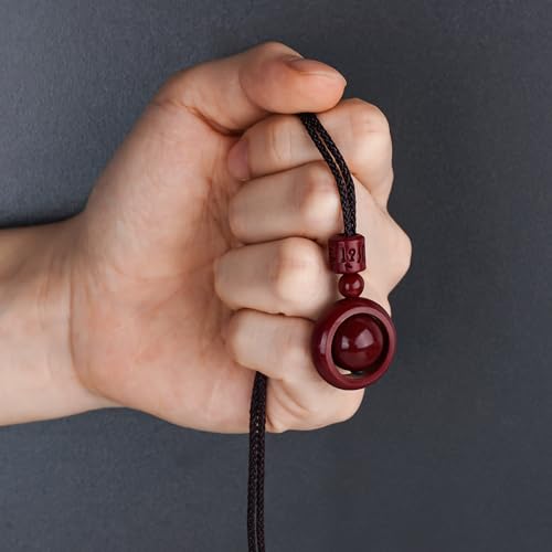 Cinnabar Six Syllable Mantra Rotating Pendant Necklace – Feng Shui Amulet for Protection, Good Luck, and Prosperity, Unique Gift for Positive Energy.4