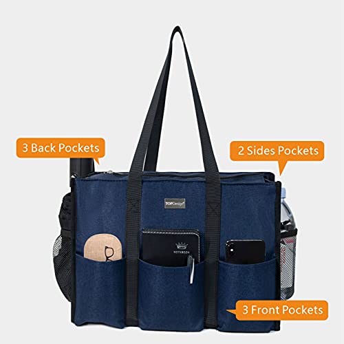Image of TOPDesign Utility Water Resistant Tote Bag with 13 Pockets, Top Zipper Closure & Thick Bottom Support, for Working Women
