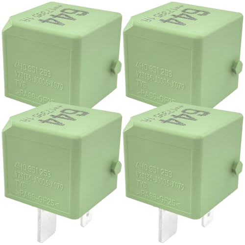 644 Relay 4H0951253 V23136-J0006-X079 (4-Pack) 12V 40A 4-Pin SPST Automotive Power Relay Compatible with Volkswagen Jetta GTI Tiguan Passat and Fits Audi A4 Q5 A6 Fixes P0688 P0230 Stalling