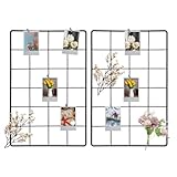 sourcing map 2 Stück Draht-Wandgitter-Panel, 30,5 x 20,3 cm, Metall-Foto-Hängitter-Regal, dekorative Gitterwand, Drahtbrett-Organizer mit Haken für Kunst-Display-Rahmen, Heimdekoration, Schwarz