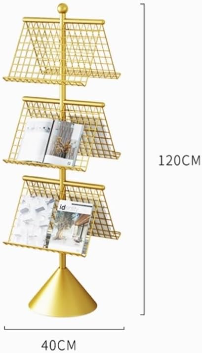 Magazine Rack, Double-Sided Magazine Book and Newspaper Rack Scandinavian Iron Art Shelf Newspaper Rack Floor Storage Brochure Display Stand