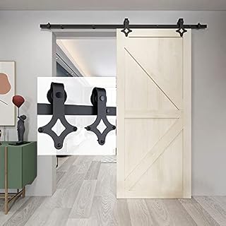 BARNSMITH 6.6FT 200cm Sliding Door Kit Heavy Duty Carbon Steel Closet Barn Door Track Hardware, Rhombic Shape Hanger