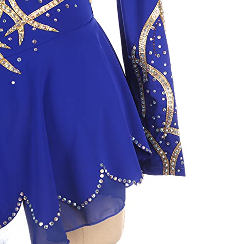 Vestido de patinação artística, strass combinando com cores de temperamento Competição de patinação