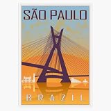 Sao Paulo Brazil Vintage Travel Poster City Skyline South America Souvenir 5' Vinyl Decal Bumper Sticker