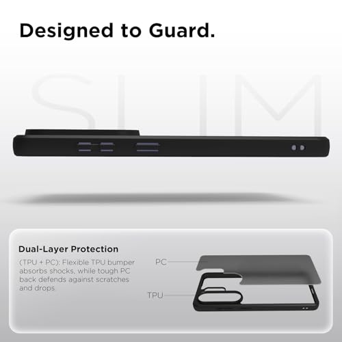 Image of RIGGEAR Shockproof Sleek Hybrid Armor Back Cover Case for Samsung Galaxy S26 Ultra (Smoke Black Matte PC + Black TPU Bumper)