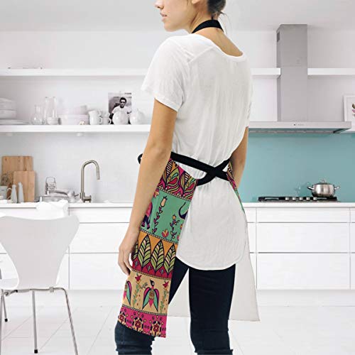 Alaza Funny Apron With 2 Pockets For Women Men Indian Boho Tribal Elephant Adjustable Garden Bib #TOP3