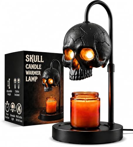 Skull Candle Warmer Lamp with Timer & Dimmer Black Gothic Candle Warmer