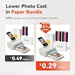 HPRT Imprimante photo 4x6 avec 108 Feuille Photo Papier & 2 Ribbon, Imprimante photo instantanée pour iPhone, Smartphone, Sublimation thermique des colorants, connexion WI-Fi, utilisation à domicile, blanc