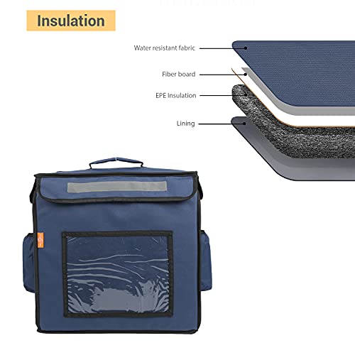 Image of Polyester Modern Maxim Insulated Water Stain Repellent Food Pizza Courier Bag 67 Litres 16X16X16 Inches (Extra Large, Navy Blue)