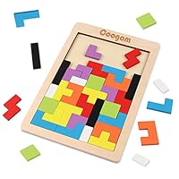 Coogam Wooden Puzzle Brain Teasers Toy Tangram Jigsaw Intelligence Colorful 3D Russian Blocks Game STEM Montessori Educational Baby Kids (40 Pcs)