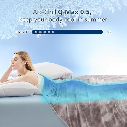 EMME Kühldecke Kühlende Decke, Arc-Chill Q-Max0.5, 152 x 203 cm, 2 in 1 Doppelseitige Dünne Sommerdecke, Leicht Atmungsaktiv Tagesdecken, Sofa Decken,Bettüberwurf Kuscheldecke,Aquarell Grau