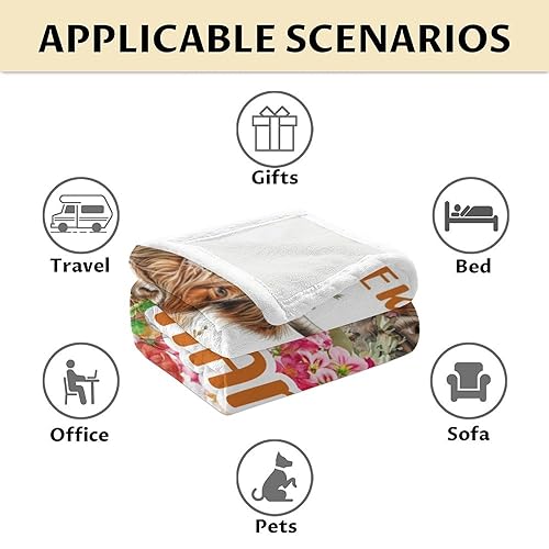 Mercuryelf Custom Highland Cow Throw Blanket - Soft, Fuzzy & Warm - 50x60 Inches Flannel Blankets for Living Room, Sofa - White Novelty Throws Gift for Teens