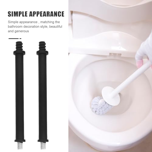 Image of Didiseaon 2pcs Toilet Brush Handle Replacement Rods, Black Plastic Pole for Bowl Brush in Bathroom Cleaning Black, 6.48 Inch