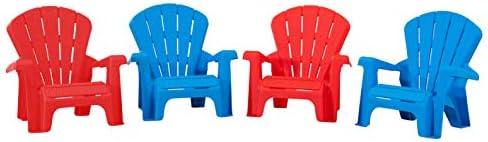 Amazon Basics Indoor/Outdoor Plastic Chair Set for Toddlers and Kids – 4-Pack, Red and Blue