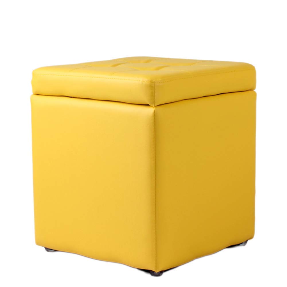 Pouf de rangement gain de place petit siège d'appoint jaune