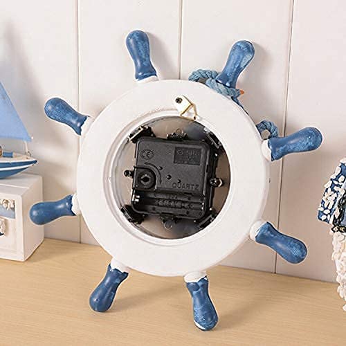 Imikeya KG30M13VV17HUFYRPTHP Mediterranean Wall Clock Steering Wheel Nautical Silent Wall Clock Beach Sea Theme Ticking Clock thumb #3
