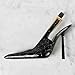 THESHY Women's Slingback Stiletto High Heels Square Toe Metal Buckle Pumps Backless Patent Leather Fashion Dress Shoes for Women Black Croc